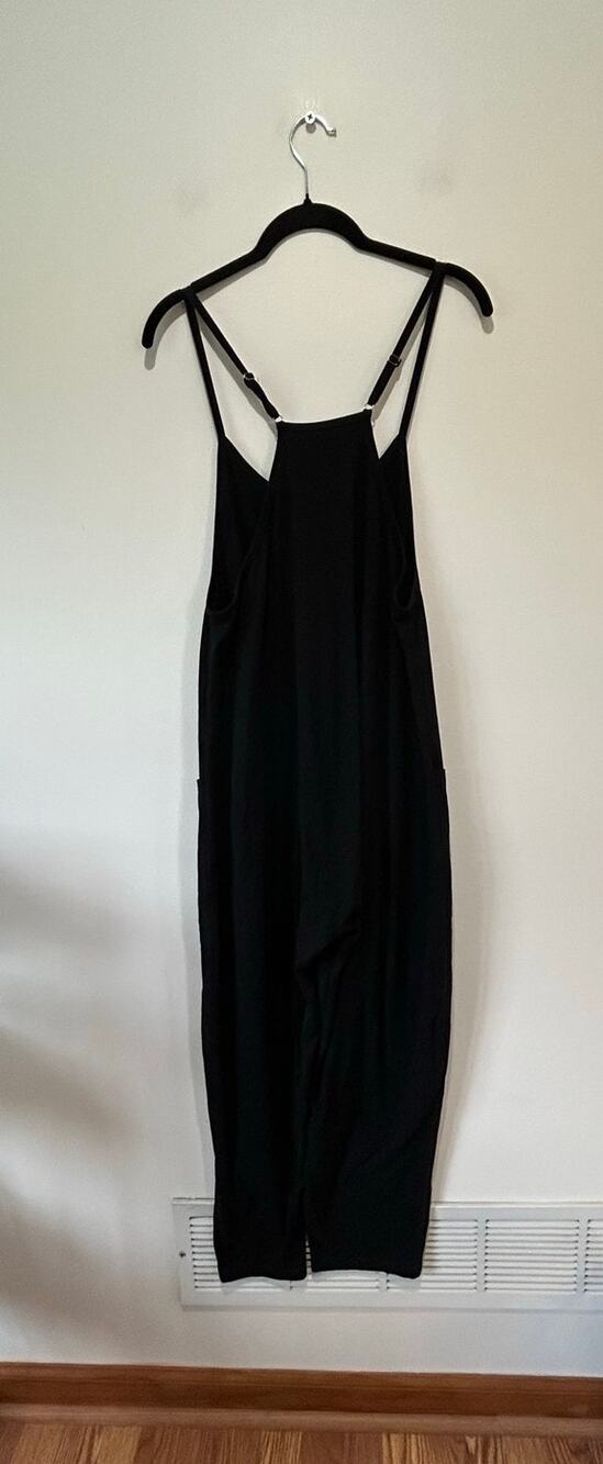 Black jumpsuit women XS one piece adjustable straps athleisure yoga boho comfort